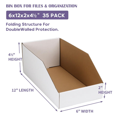 EXYGLO cardboard boxes stackable bin-sorted design for organized shelves and quick finding.