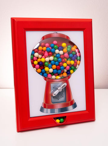 Eye Candy Frame backside fill hole showing easy refilling of treats
