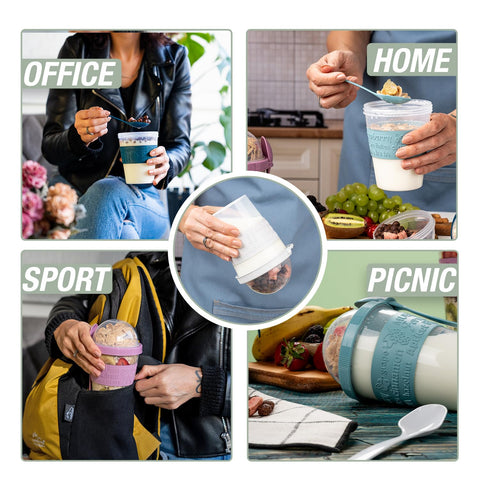 EYNEL spoon-included cups offer tidy meal prep with built-in utensil storage.