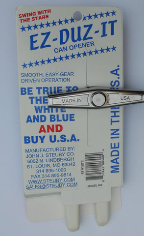 EZ-DUZ-IT white can opener side handles for a comfortable grip during use.