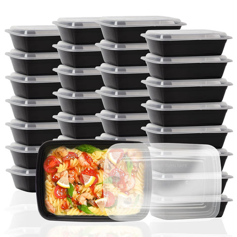 Ezalia 38oz meal prep containers front view; 30-pack for weeklong lunches.