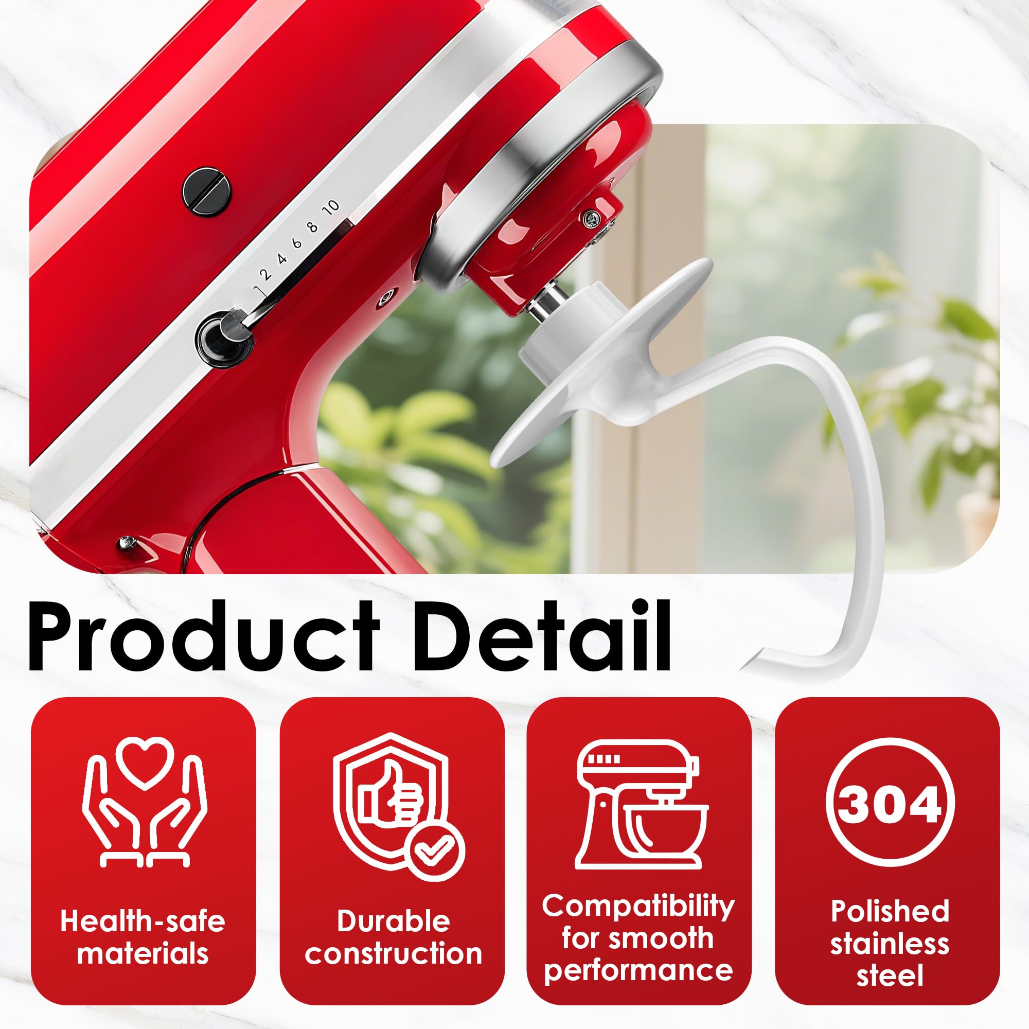 Ezato K45DH dough hook for KitchenAid handles sticky dough smoothly.