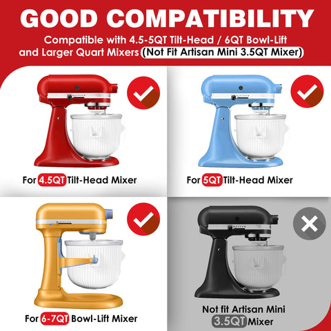 Ezato pre-frozen bowl ready state for quick batch-making with KitchenAid.