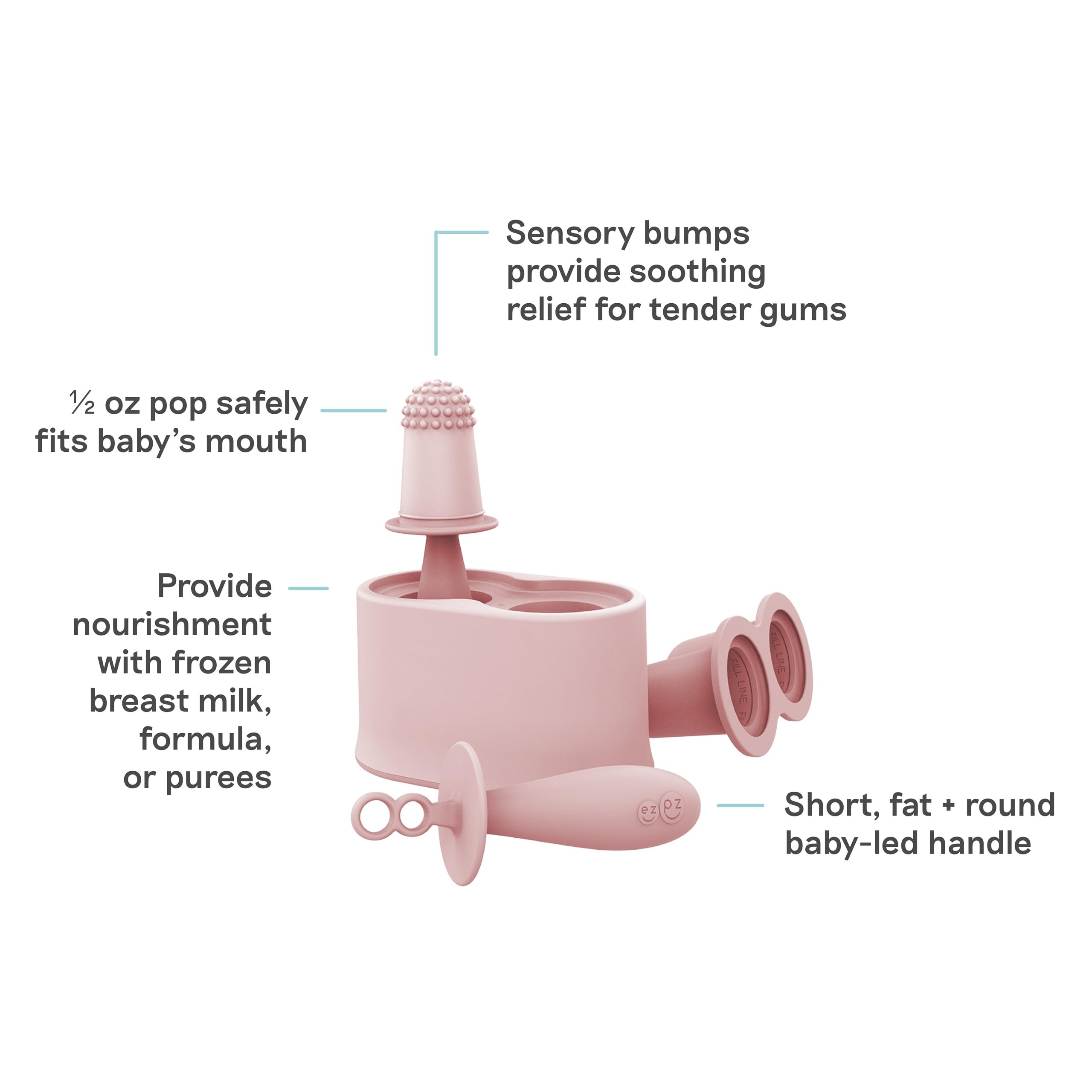 ezpz Tiny Pops two wands for easy infant gripping and teething relief