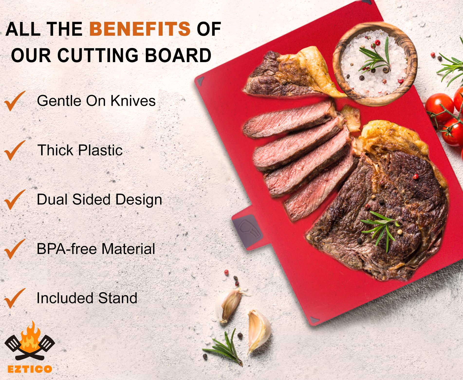 EZTICO BPA-free plastic cutting boards for safe daily meal prep