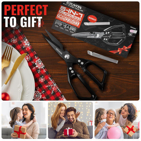 EZUVITA scissors with bottle opener and nutcracker for versatile kitchen tasks