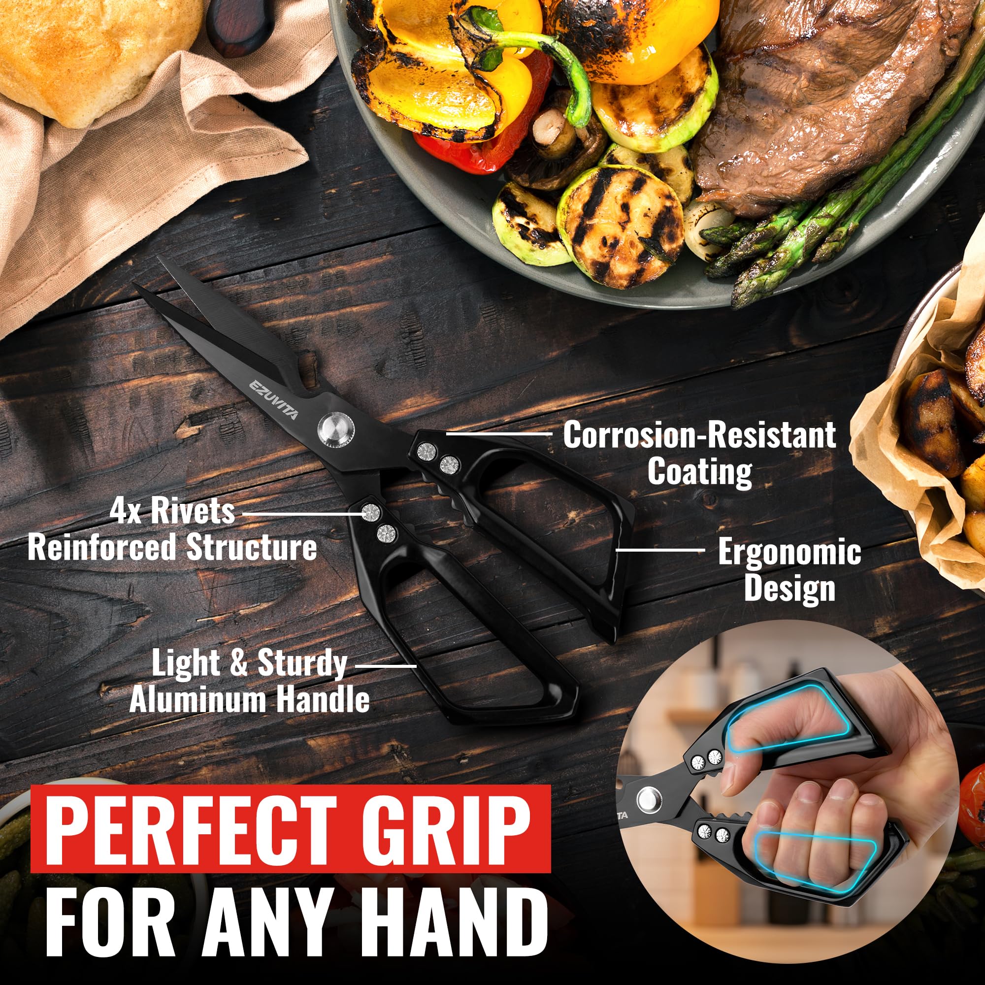 EZUVITA scissors featuring fish scaling edge for quick prep