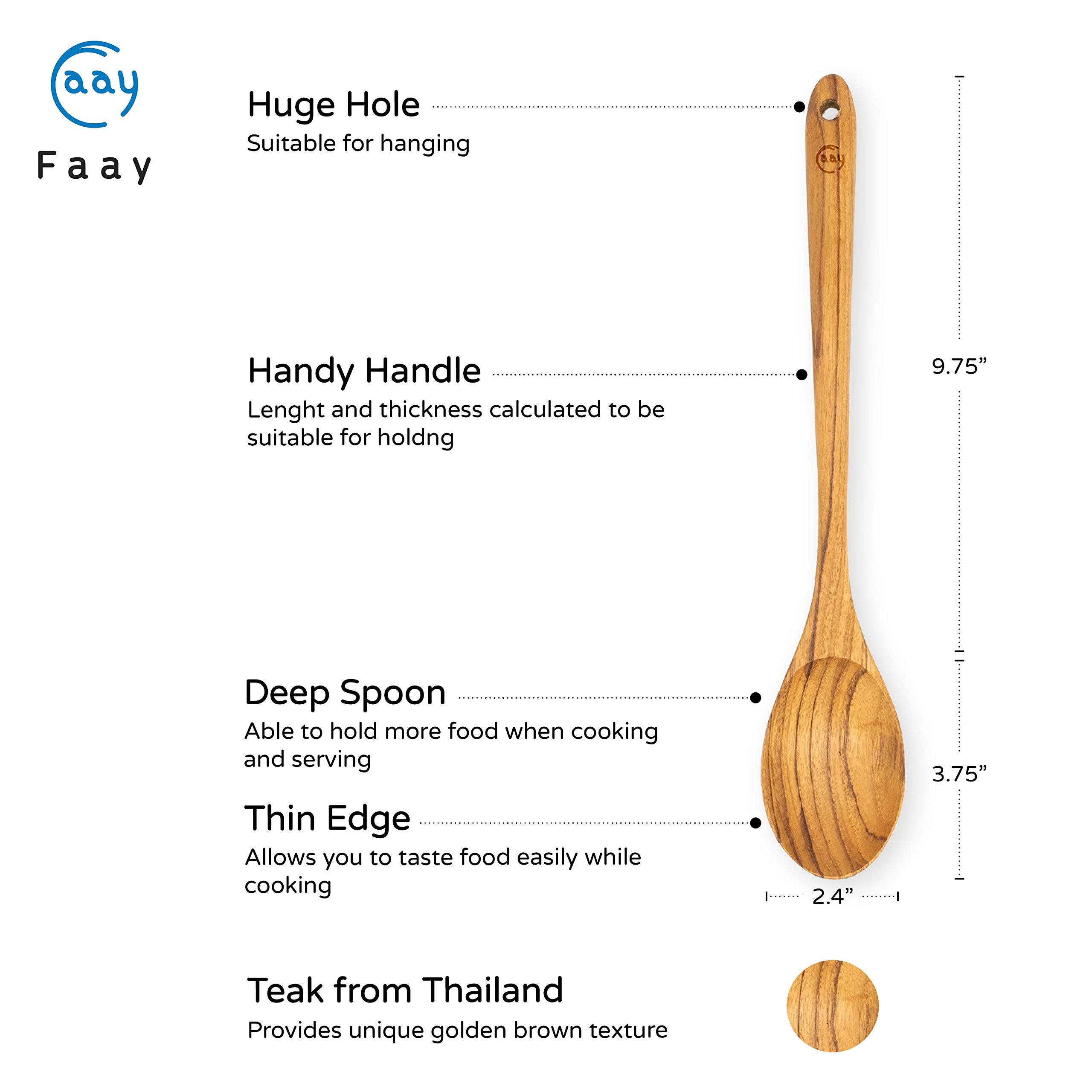 Handcrafted FAAY teak spoon with ergonomic handle for comfortable use