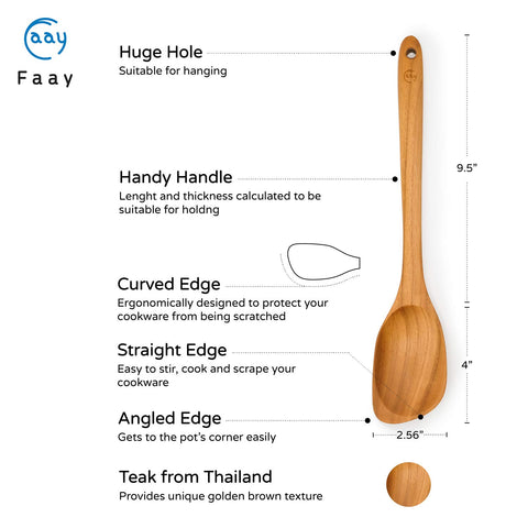 FAAY teak corner spoon angled edge reaching pot corners smoothly