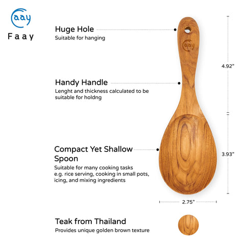 FAAY teak serving spoon with ergonomic handle for comfortable use