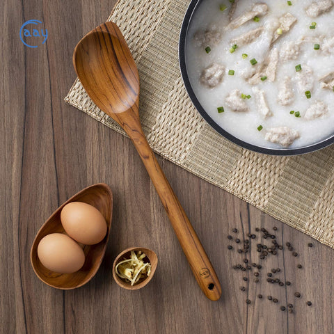 FAAY teak spatula comfortable handle supports extended stirring