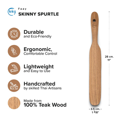 FAAY teak spurtle for deep jars—reaches corners.