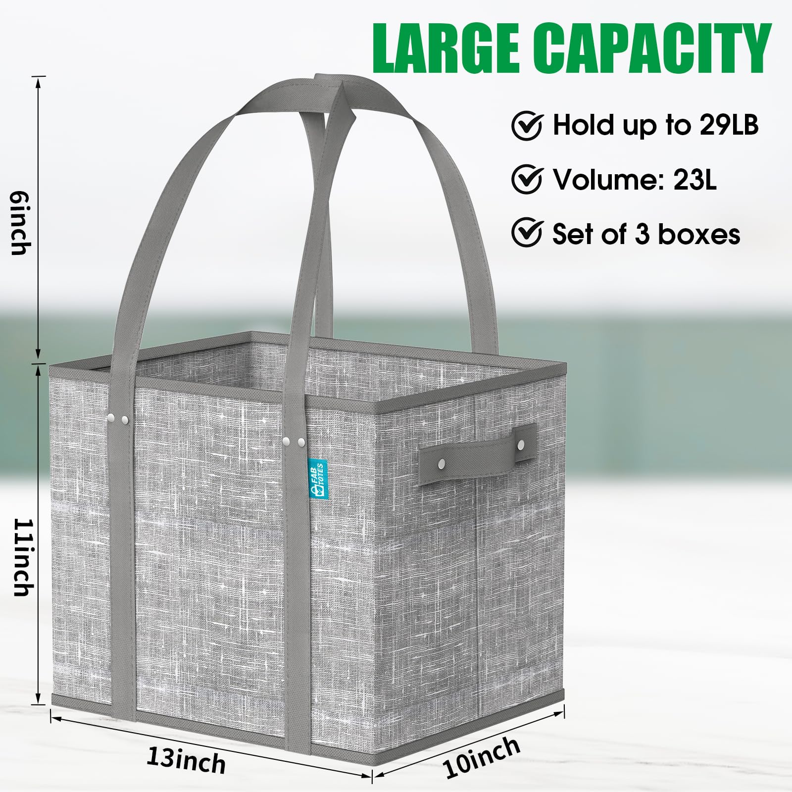 Fab totes large foldable tote standing upright for easy loading