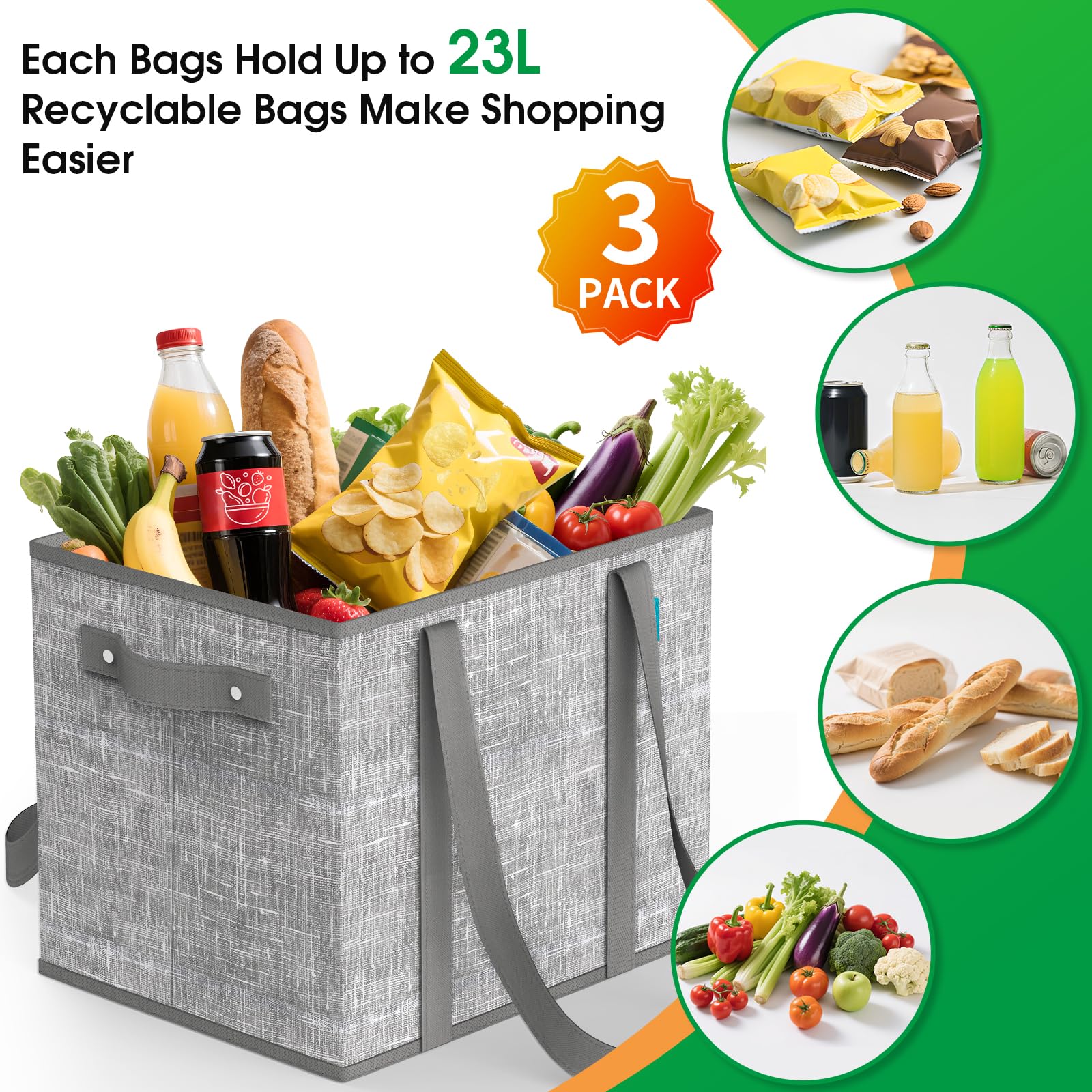 Fab totes reinforced handles with metal clasps for durable carrying