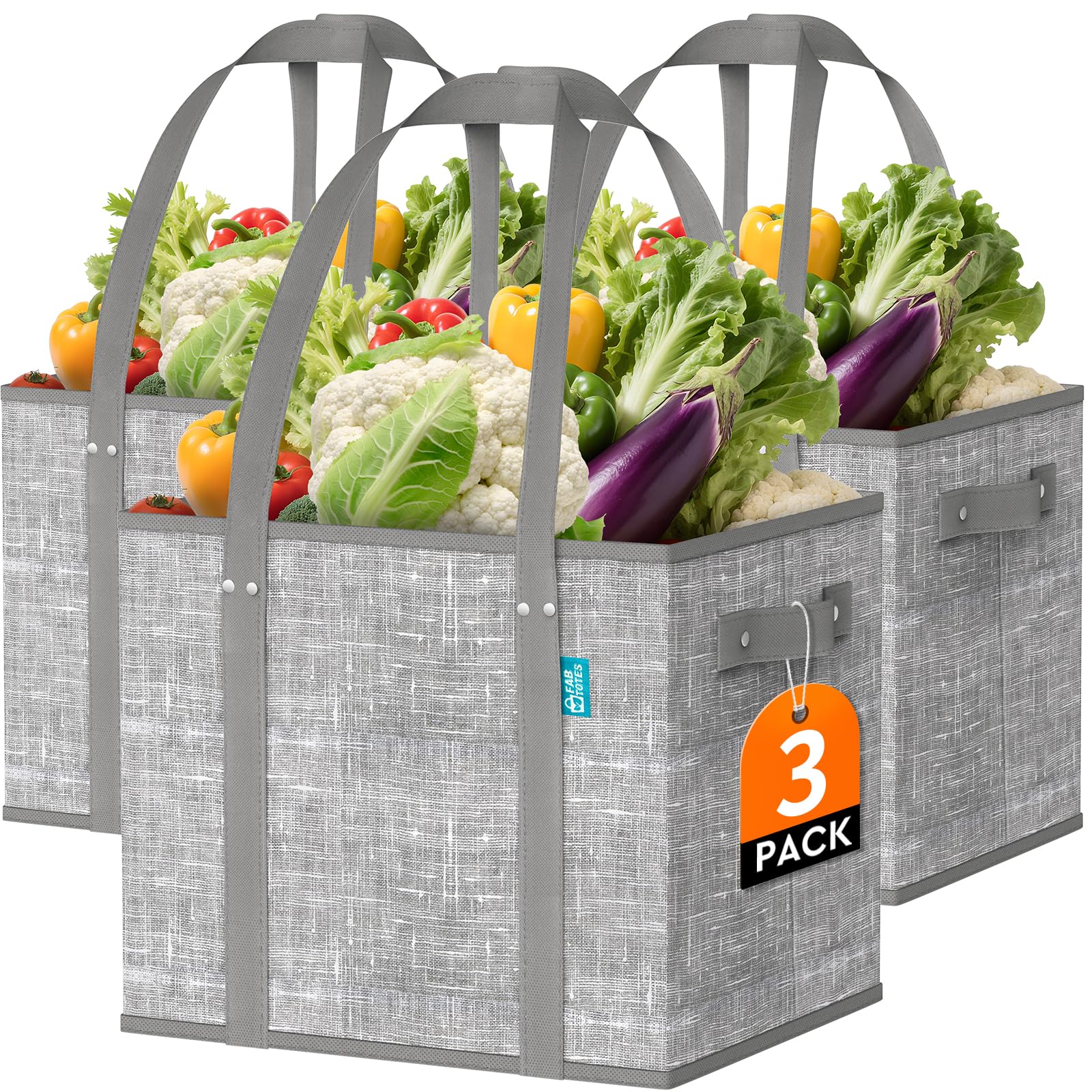Fab totes reusable grocery bag folded flat for compact storage