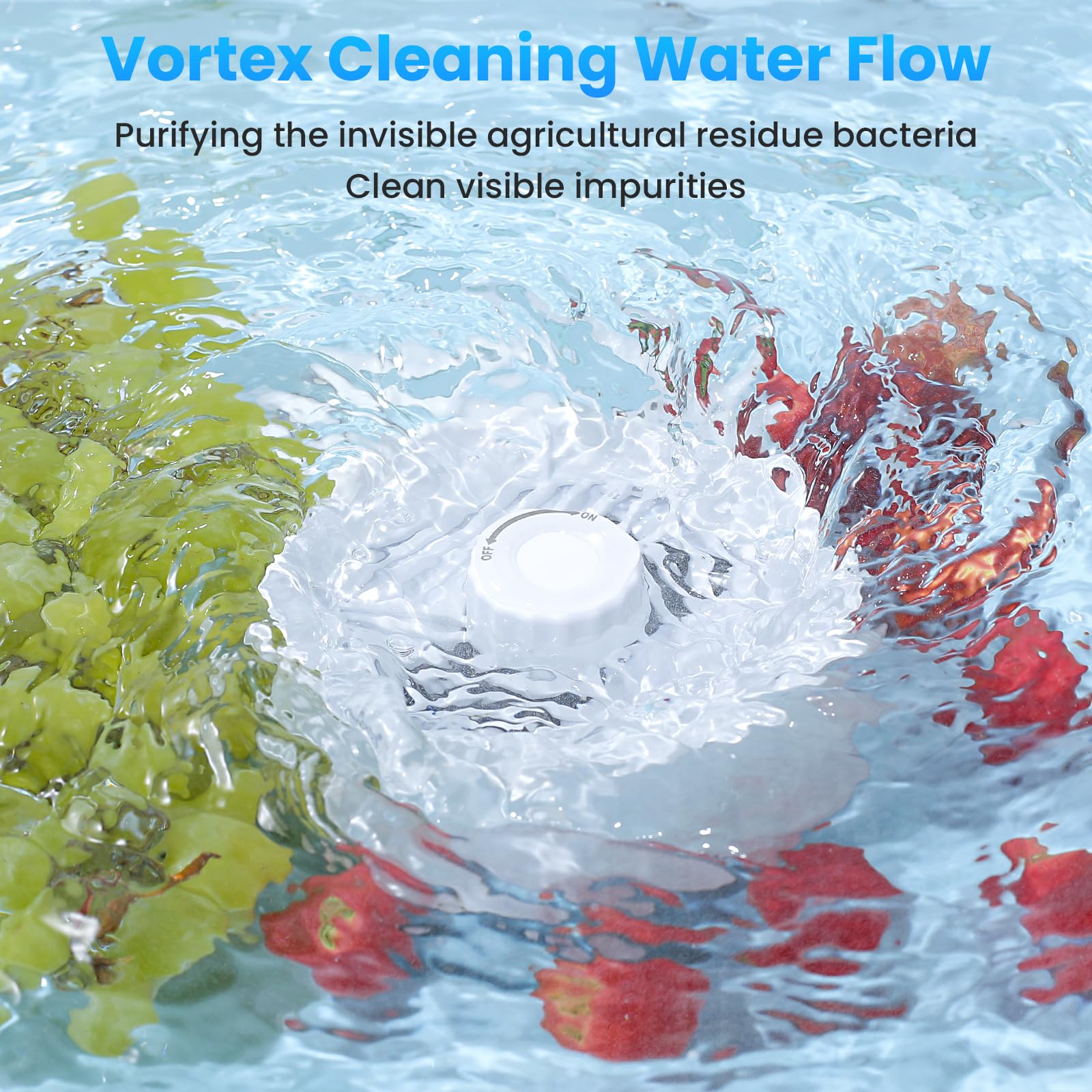 Fabenix purifier device submerged, automatic activation in water for hands-free cleaning.