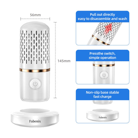 Fabenix USB wireless purifier charging base powering the compact device for convenient cleanup