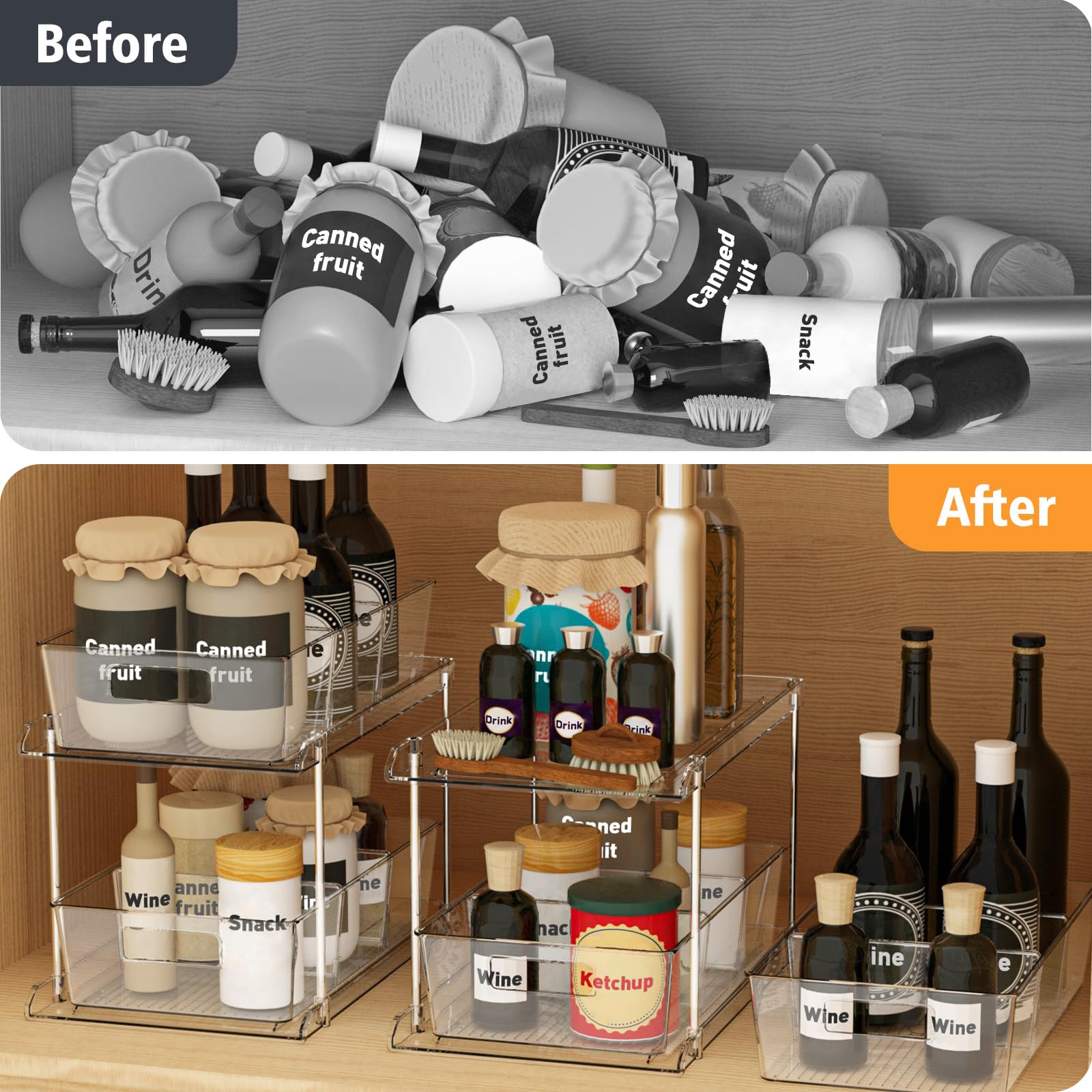 Fabspace pull-out drawer handles enable easy pulling and retrieval.