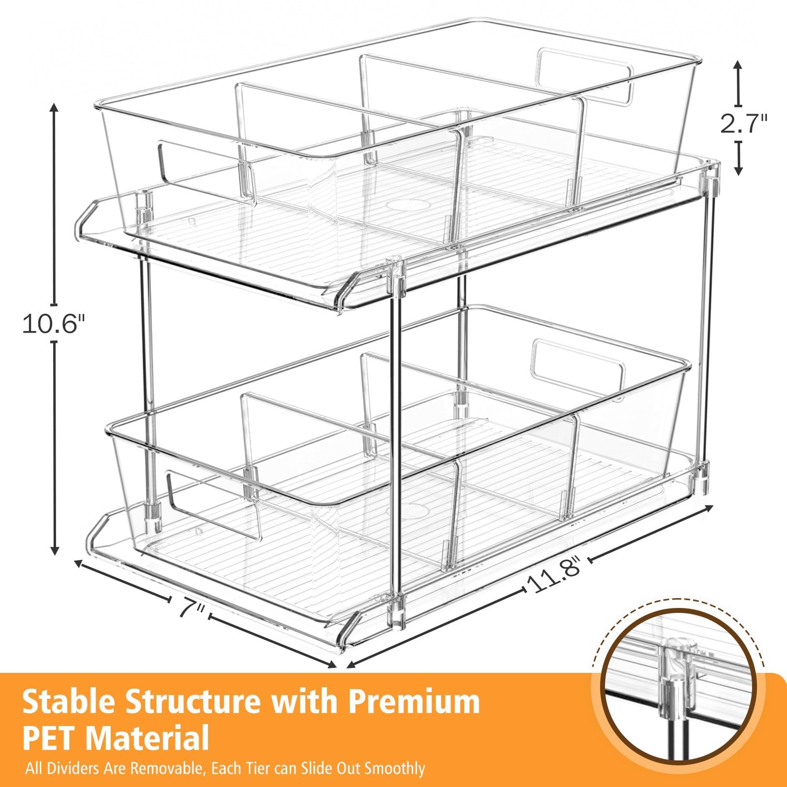 Fabspace removable dividers customize compartments for toiletries or skincare.