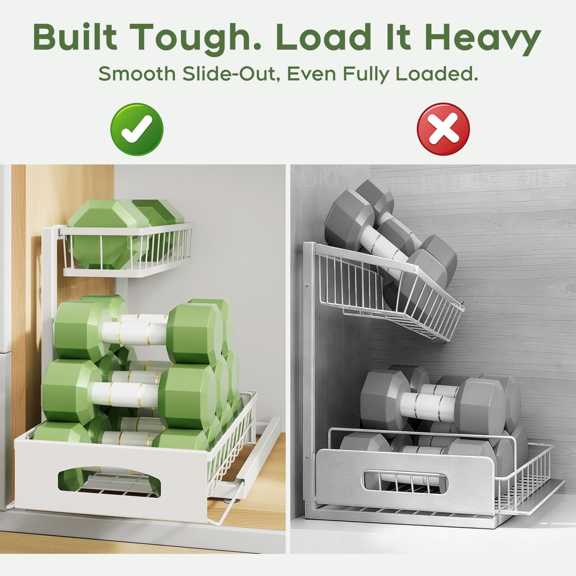 Fabutier height-adjustable upper shelf accommodates tall items in a lower drawer.