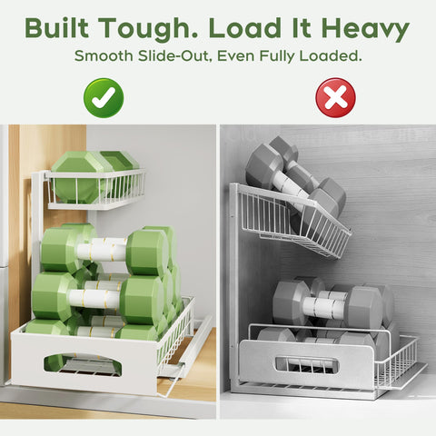 Fabutier height-adjustable upper shelf accommodates tall items in a lower drawer.