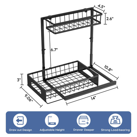 Fabutier height-adjustable upper shelf frees space for tall items.