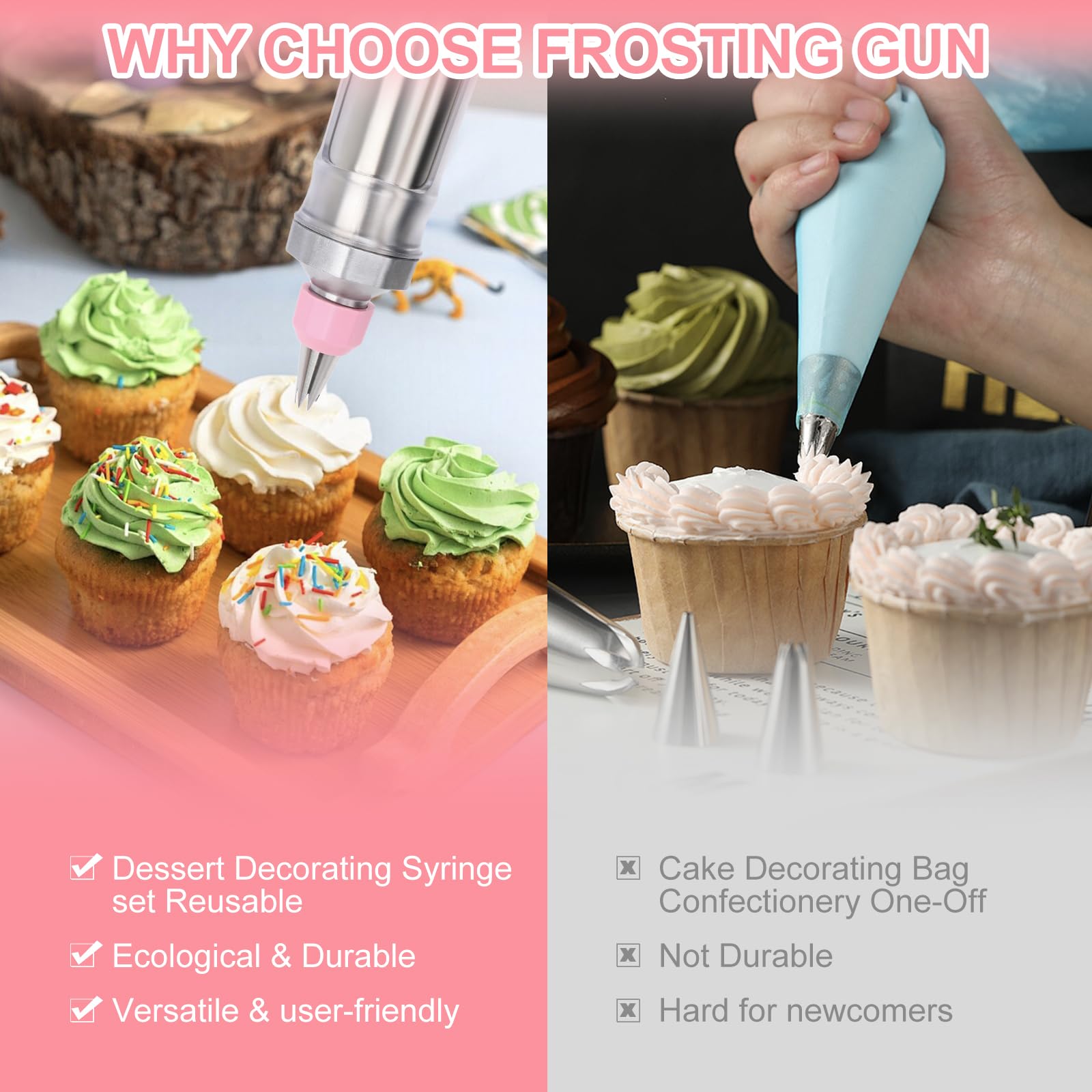 FACIACC icing syringe with comfortable grip for controlled decorating.
