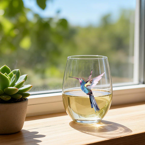 FACOYANS hummingbird wine glasses outdoors for al fresco dining