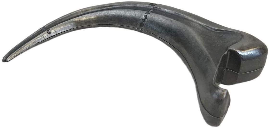 Closeup of zinc-alloy raptor claw, ideal for collectors seeking authentic Jurassic Park design.
