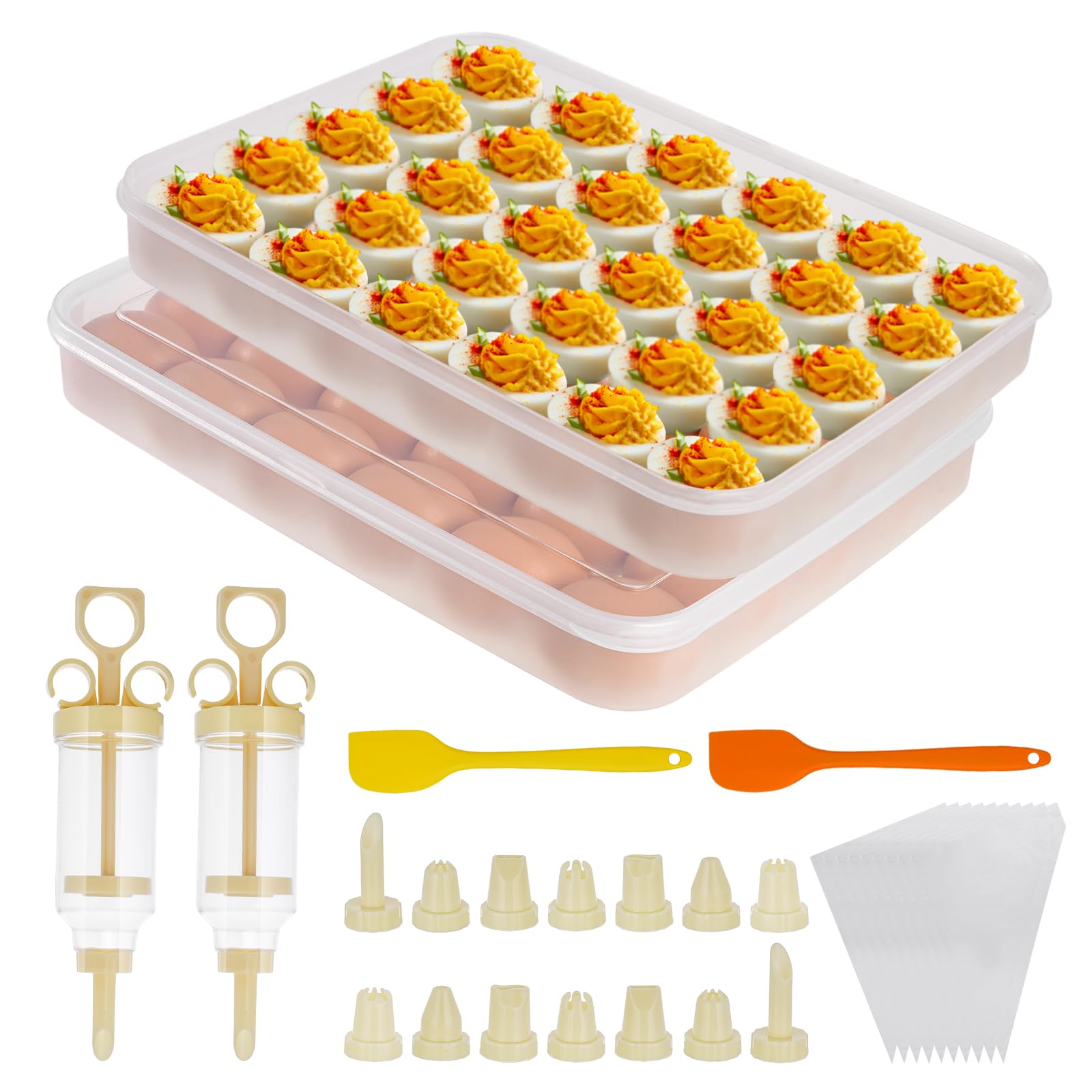 FACULX deviled egg containers 3-pack with lids provide organized storage for easy entertaining.