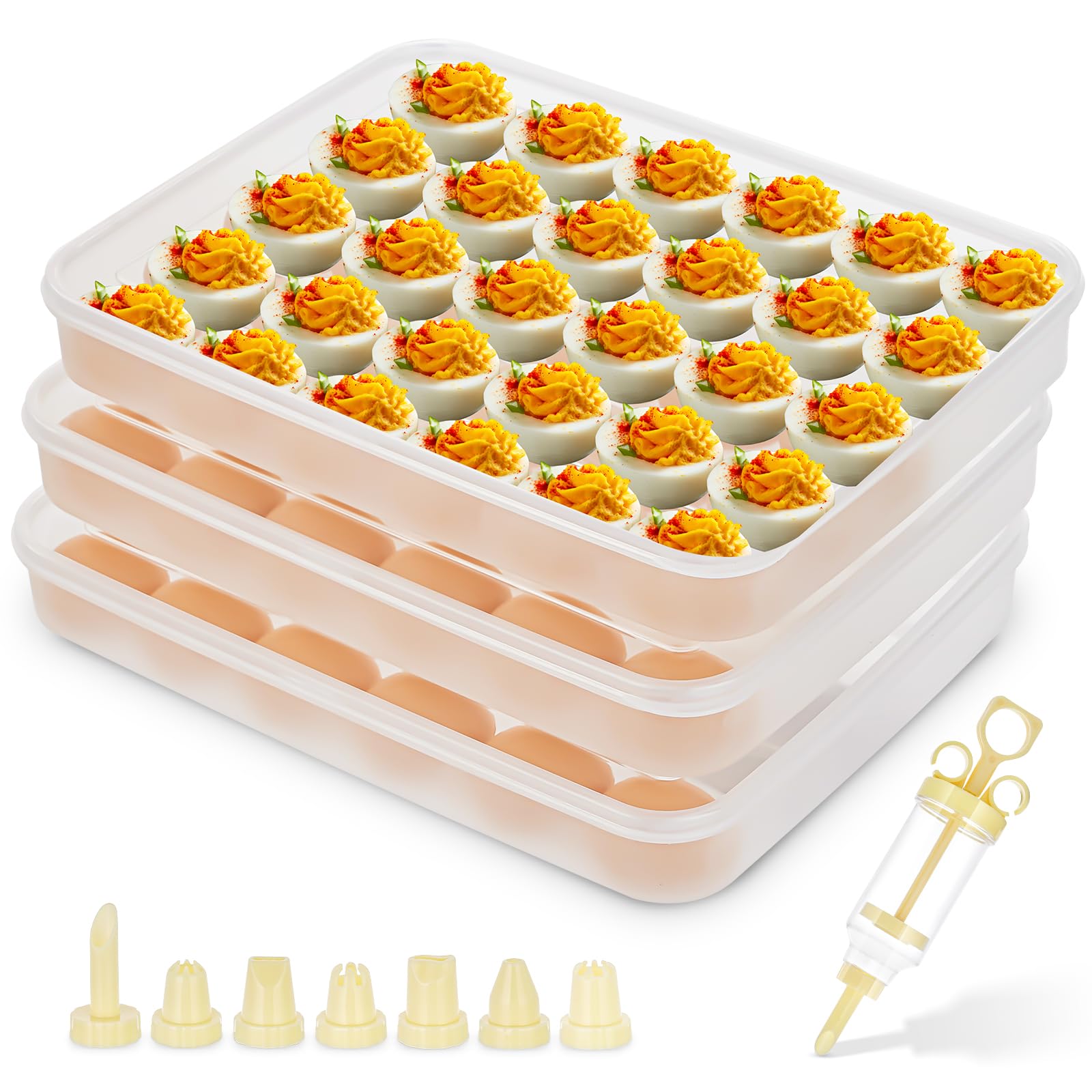 FACULX deviled egg containers with lids for fridge organization and freshness.