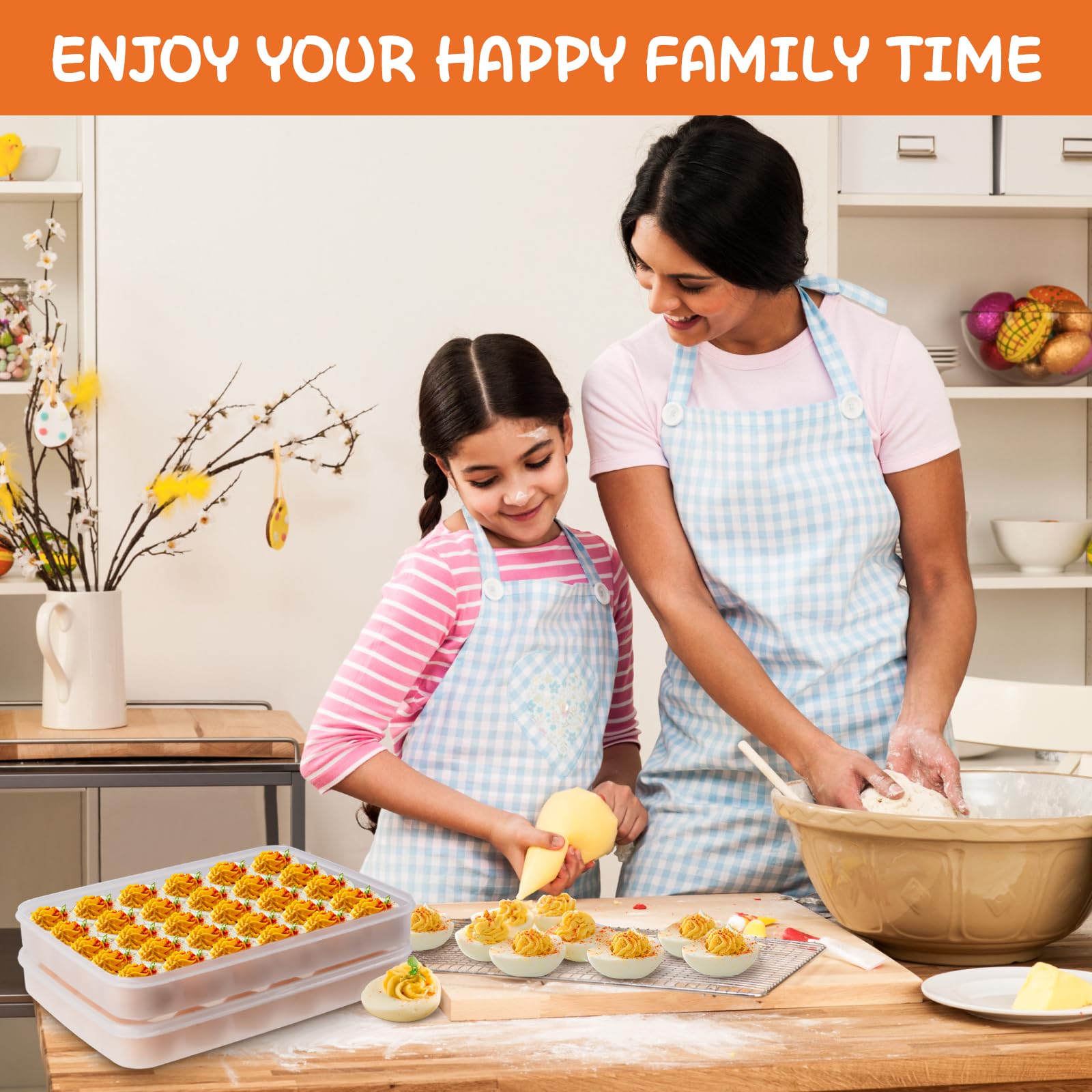 FACULX space-saving fridge storage keeps eggs neatly organized.