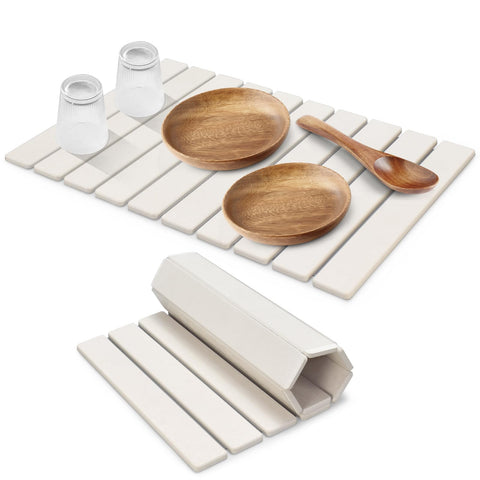 FADSKKJ stone drying mat on counter drying dishes and glasses