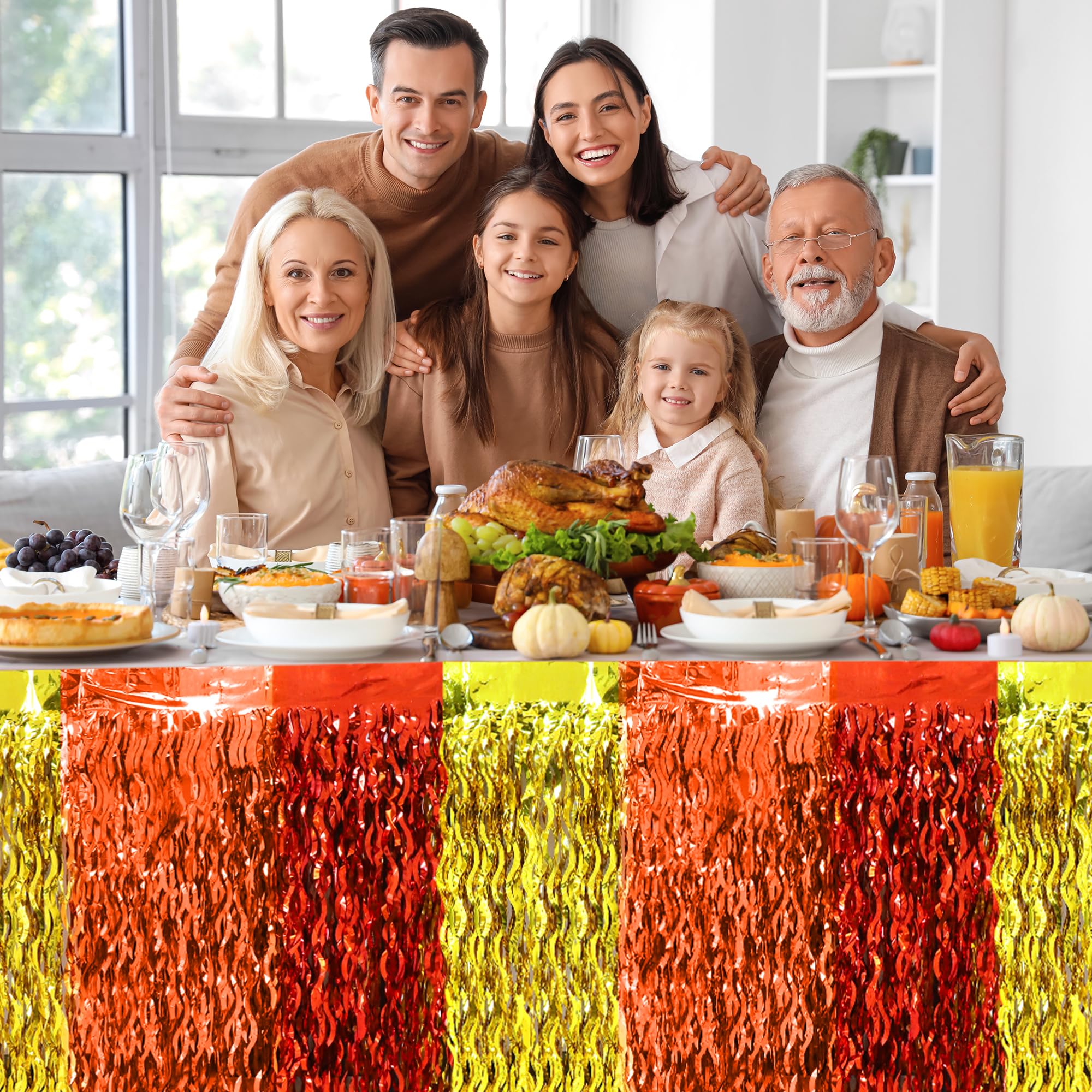 Faiclrr Red orange gold decor creates a warm harvest mood for gatherings.
