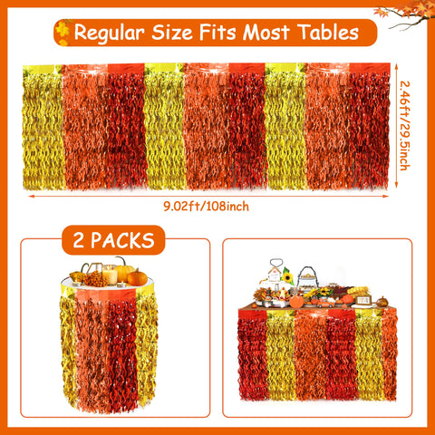 Faiclrr Wavy metallic fringe highlights autumn decor and party ambience.