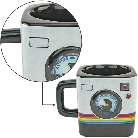 Fairly Odd Novelties Instant Camera Mug, colorful glaze provides a playful retro look for desk or kitchen.
