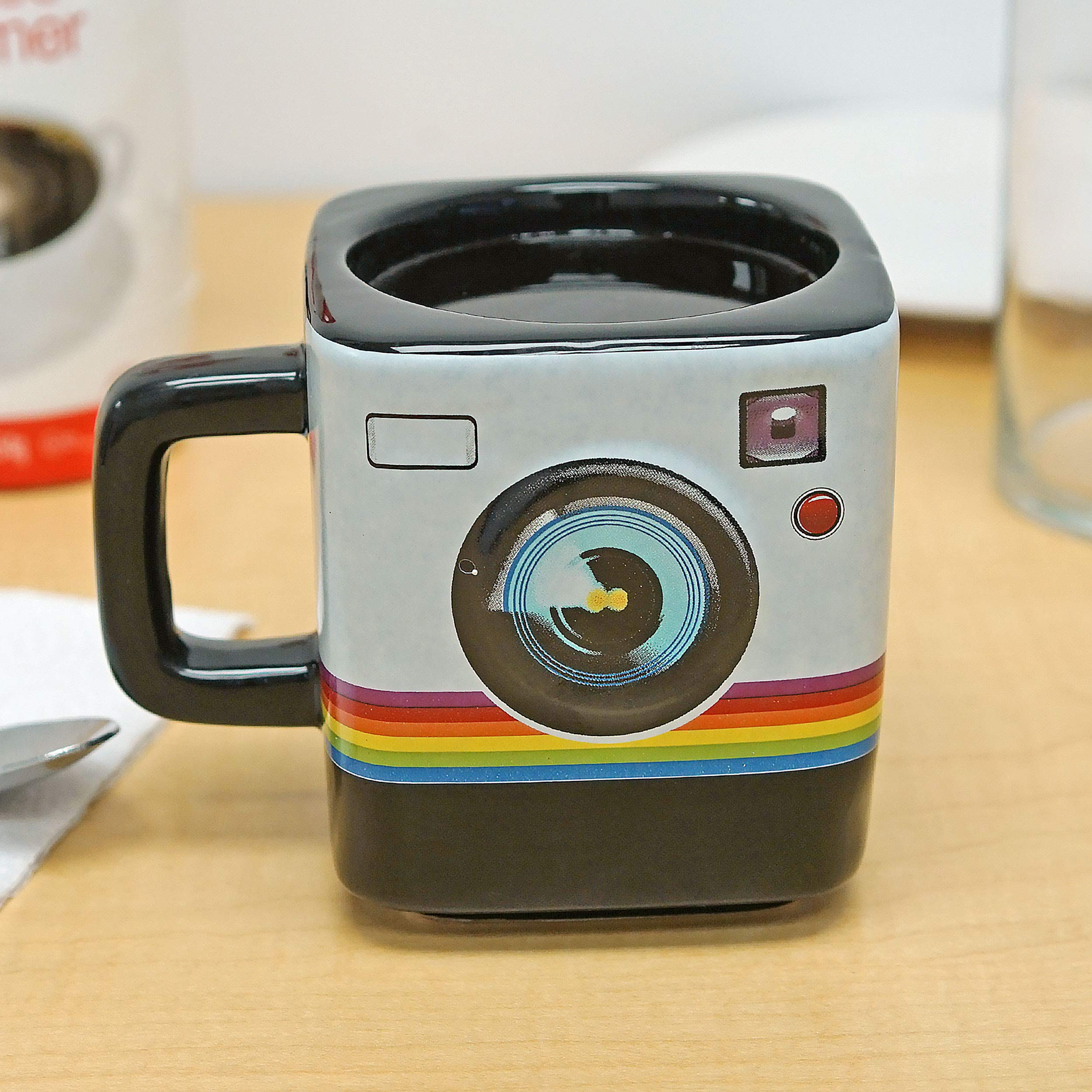 Fairly Odd Novelties Instant Camera Mug, dishwasher-safe for easy cleanup after mornings.