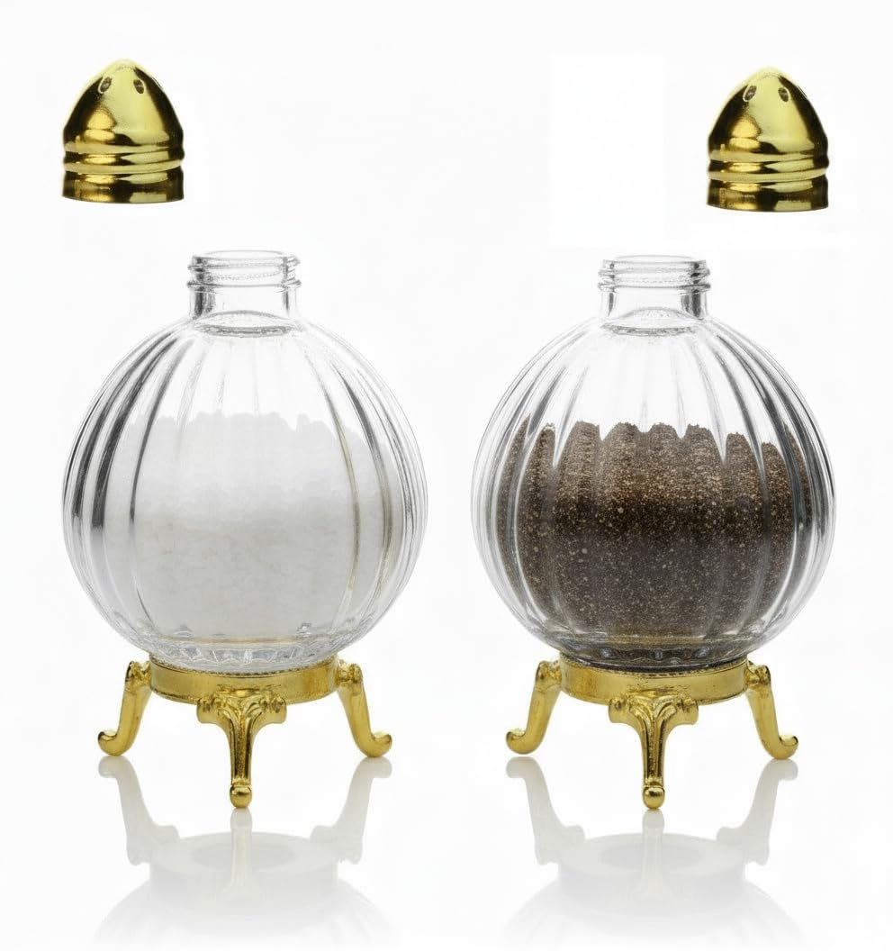 Fairturk globe salt shaker on dining table — adds decorative luxury to meals.