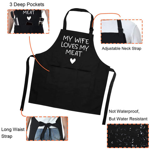 Fairy's Gift apron in a kitchen scene with spatula and pockets.