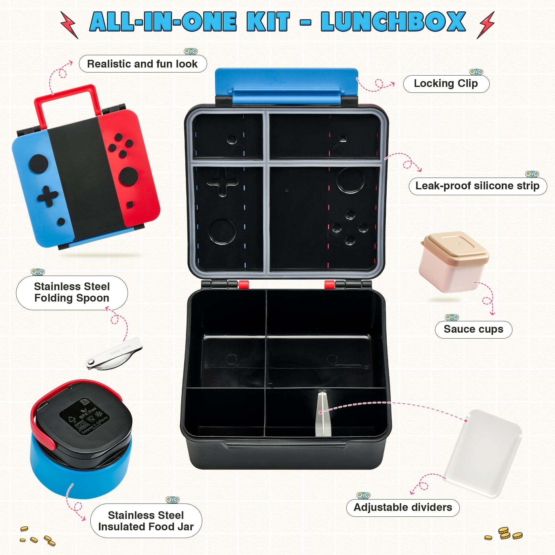 FAJSL bento box dividers removable for customized portions.