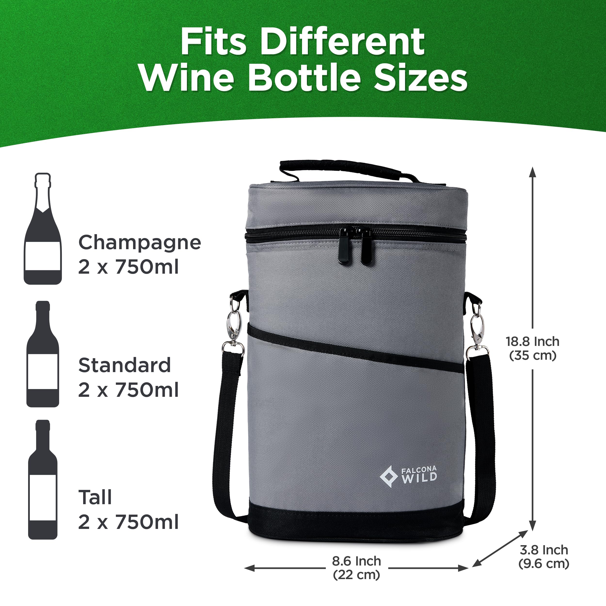 Falcona Wild bag includes a handy pocket for wine accessories