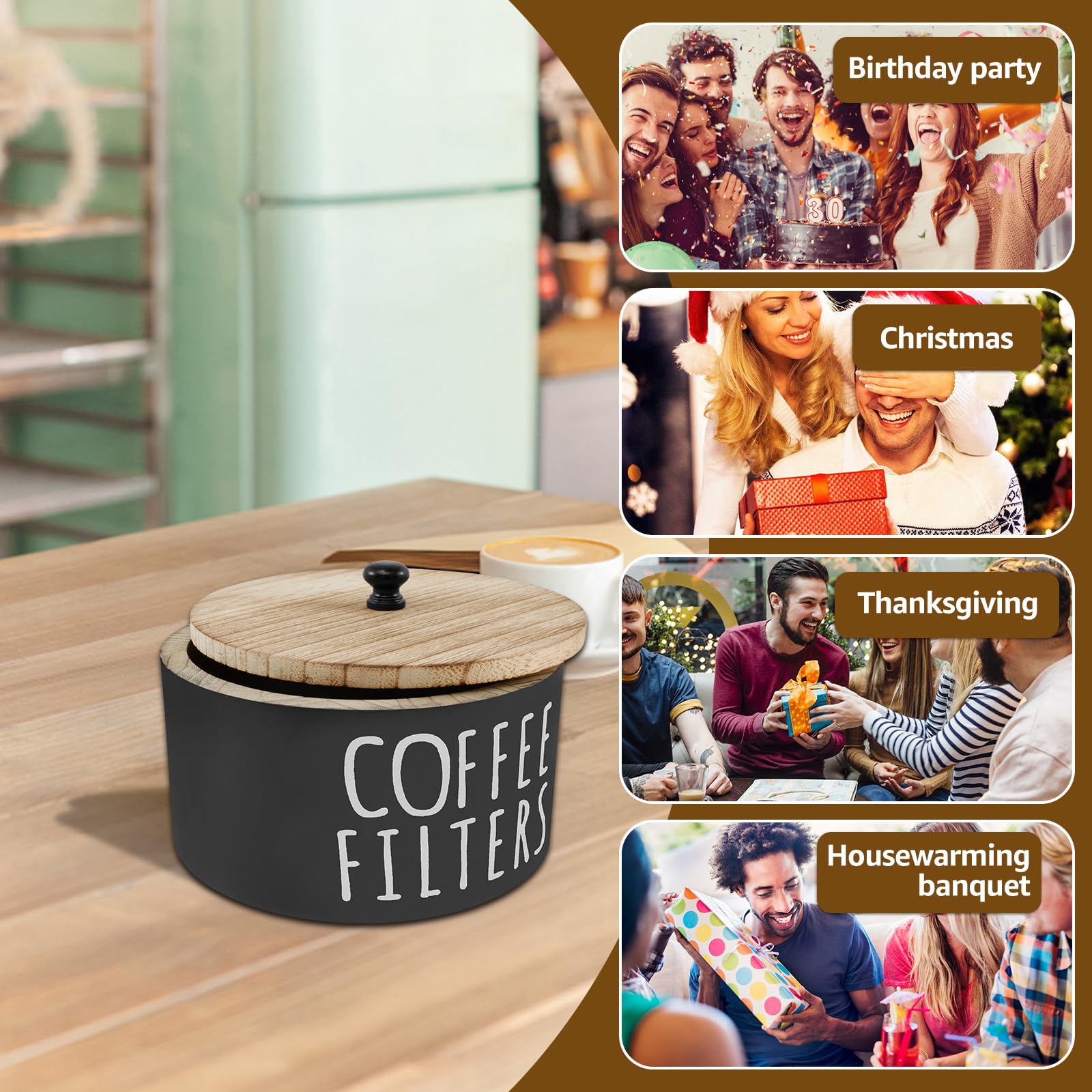 FALESOUL sturdy wooden container supports daily coffee prep and storage.