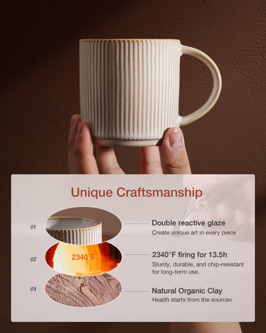 Famiware ceramic stoneware mug shows double reactive glaze for elegant serving.