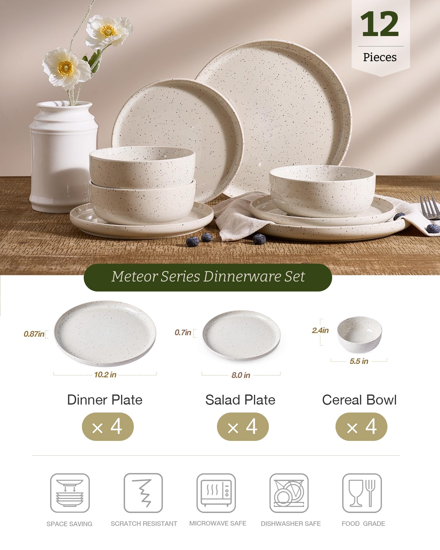 Famiware Meteor salad plate with speckled finish for casual to formal dining.