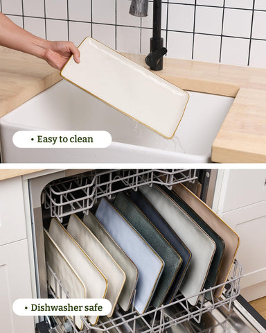 Famiware Ocean Series dishwasher-safe label on platter edge for easy cleaning.