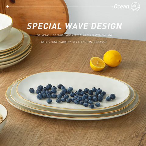 Famiware Ocean Series dishwasher-safe platter shown for easy cleanup after meals.
