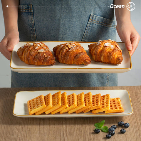 Famiware Ocean Series entertaining setup with three platters on a table.