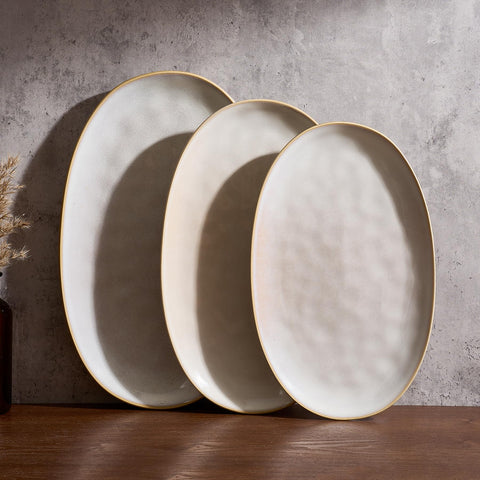 Famiwear Ocean Series large oval platter displays turkey for festive entertaining.
