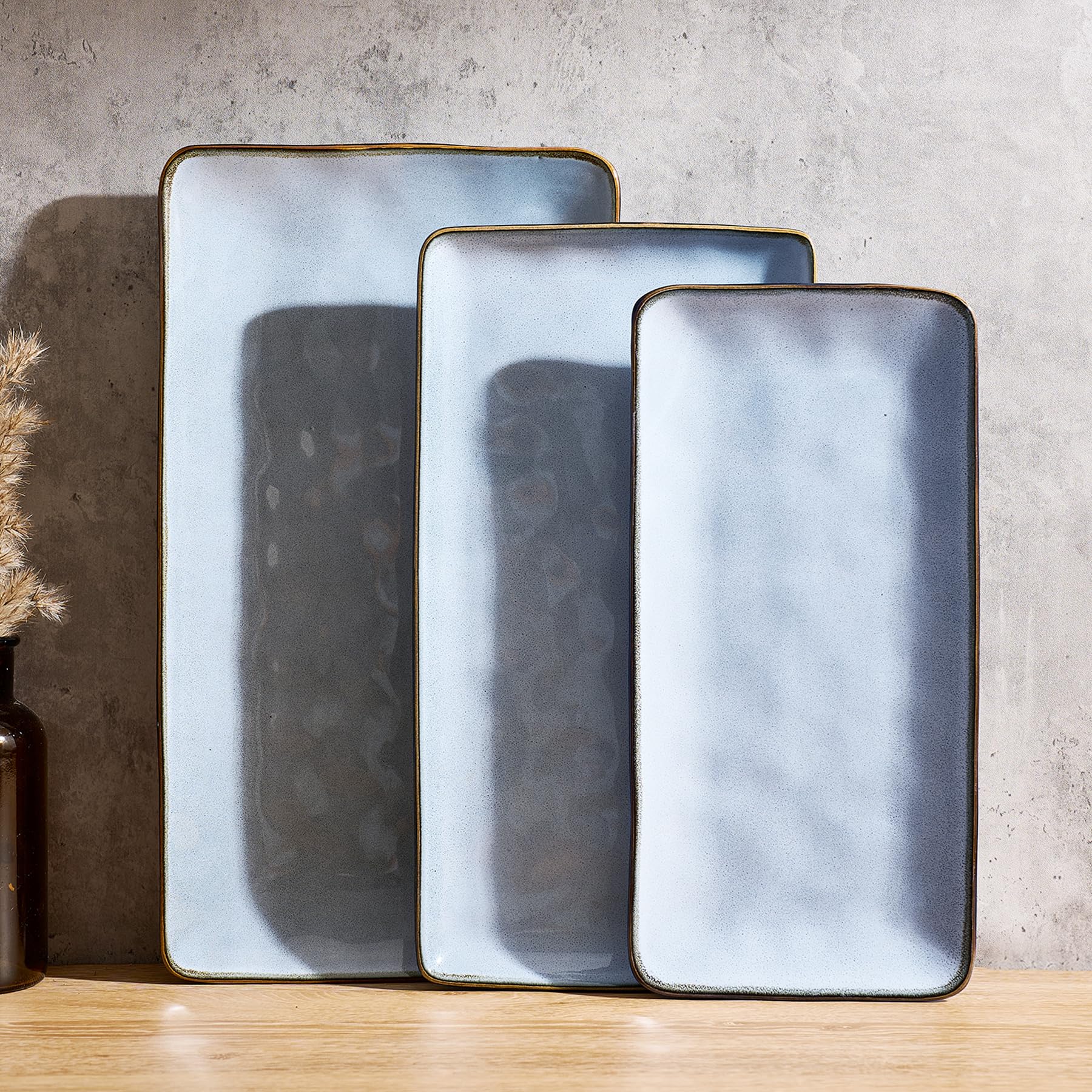 Famiware Ocean Series large rectangle platter with bright glaze, ideal for large roasts and hors doeuvres