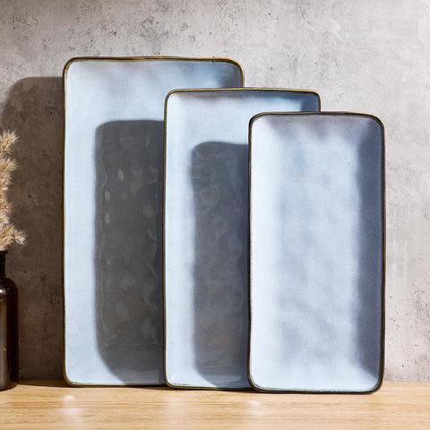 Famiware Ocean Series large rectangle platter with bright glaze, ideal for large roasts and hors doeuvres